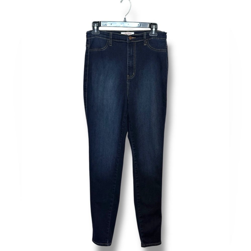 Vibrant High Waisted Dark Wash Skinny Jeans Women Size 11 W29 Stretch Denim